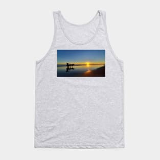 A silhouetted horse-drawn carriage on Parangtritis beach at sunset 1 Tank Top